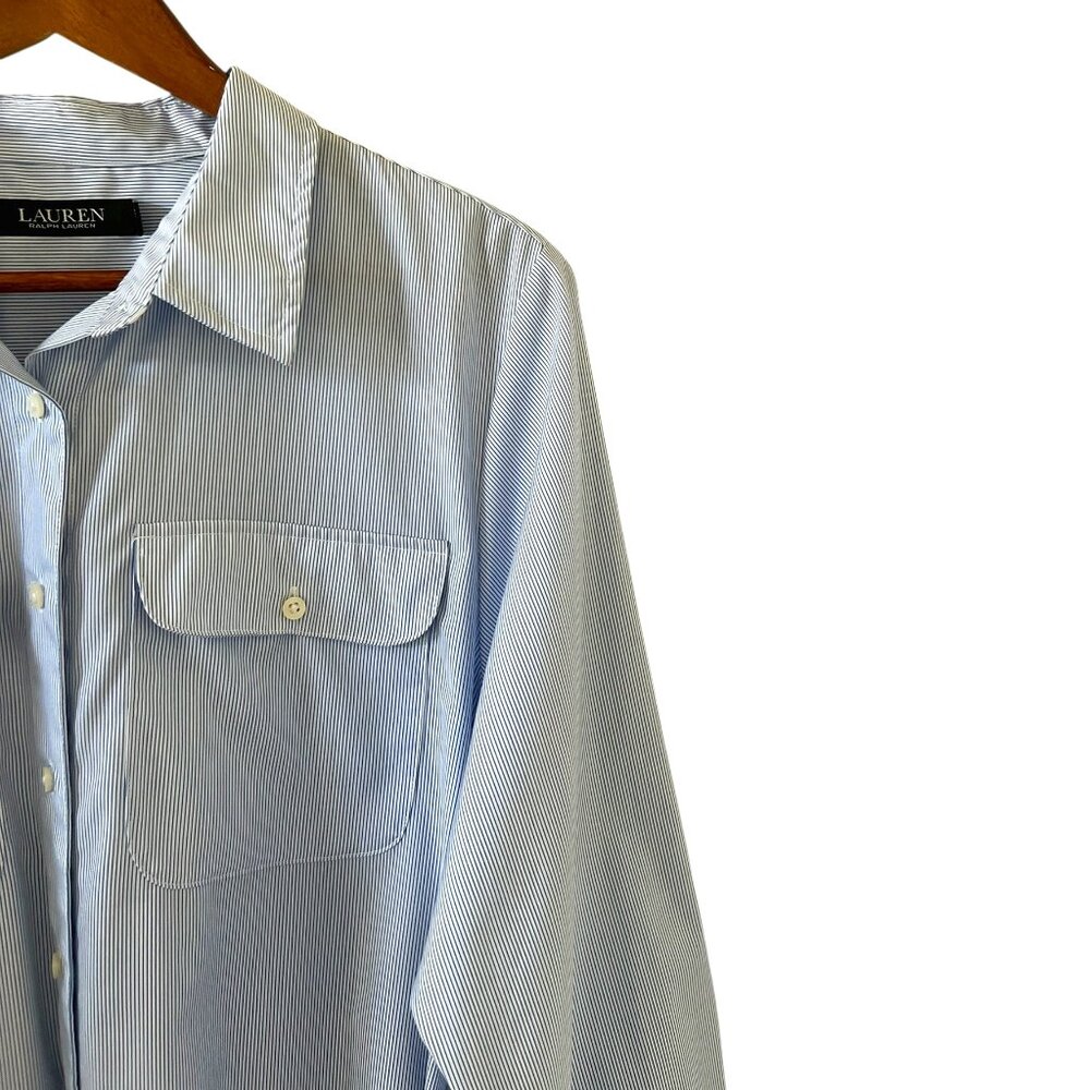 Ralph Lauren Black Label Striped Cotton Broadcloth Shirtdress Size 14 - Picture 7 of 16